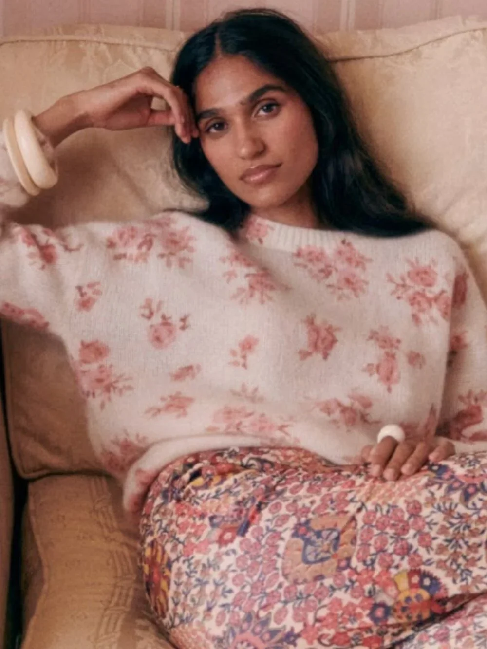 Sezane Eloisa Jumper - Small Pink Flowers - XXS - Picture 3 of 11